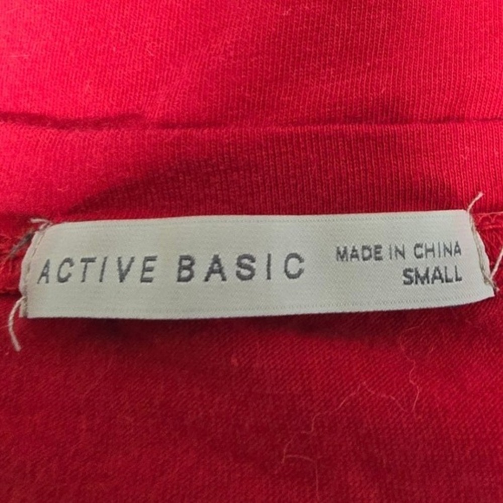 Active Basic Womens Red Long Sleeve Scoop Neck Cotton Stretch Top T9666 Small - Picture 2 of 6